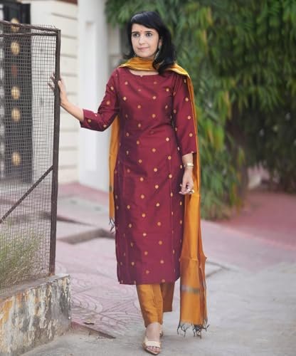 Printed Kurta for Women | Kurti Set Woman | Kurta with Pant & Dupatta | Straight Ethnic Suit | Indian Outfit Ladies Dress Stylish Traditional Clothing Party Office - Image 6