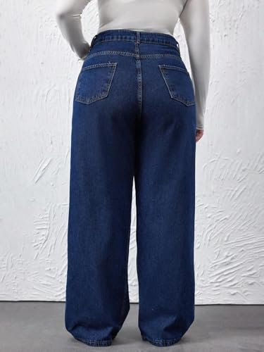 Women's Plus Size Straight Fit High Waist Wide Leg Jeans for Stylish Trendy Look - Image 4