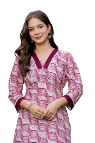 New Cotton Leaf Printed Casual Straight Kurta for Women | Women Formal Kurti