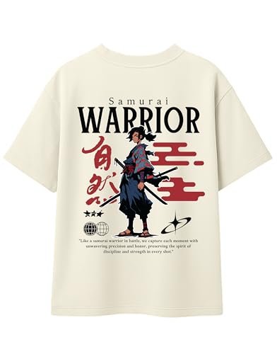 Samurai Warrior Oversized T-Shirt for Kids 4–17 Years | Anime Samurai Front & Back Print | Boys & Girls Cotton Casual Tee