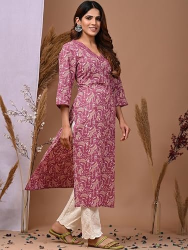 FIRSTRAIN Women Cotton Straight Printed Kurti | Soft Breathable Kurta for Office & Casual Use | | Trendy Festive & Regular Wear Cotton Kurti - Image 4