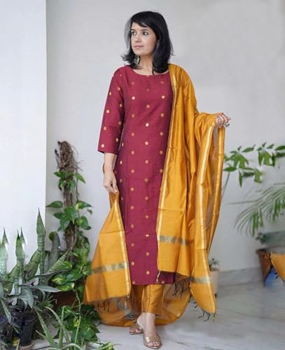 Printed Kurta for Women | Kurti Set Woman | Kurta with Pant & Dupatta | Straight Ethnic Suit | Indian Outfit Ladies Dress Stylish Traditional Clothing Party Office - Image 4