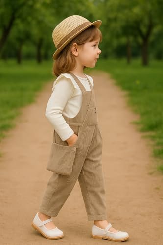 Ninas Baby Girls Solid Cotton Blend Style Top and Dungarees Set with Purse (White & Pink) - Image 5