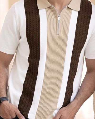 Men's Zip Collar Polo Tshirt | Cotton Rich Material | Half Sleeves | Modern Knit Panel Work | Regular Fit - Image 5