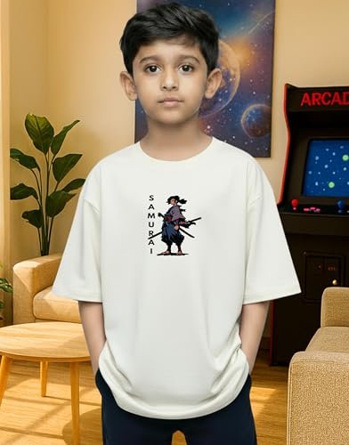 Samurai Warrior Oversized T-Shirt for Kids 4–17 Years | Anime Samurai Front & Back Print | Boys & Girls Cotton Casual Tee - Image 3