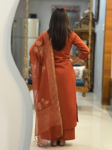 Designer Women's Rayon Viscose Straight fit Printed Embroidered Kurta with Pant & Dupatta | Ethnic Kurta Set for Women | Daily, Office & Festive Traditional - Image 2