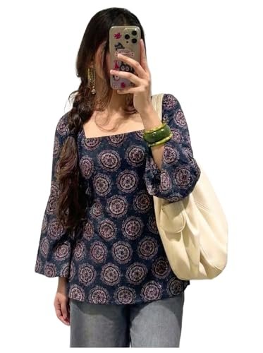Designer Women’s Viscose Blend Printed Short Kurti | Straight Fit Casual Ethnic Top | Square Neck Full Sleeve Kurta Office College