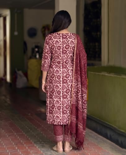 Women's Printed Straight Kurta and Pant with Dupatta Set - Image 4