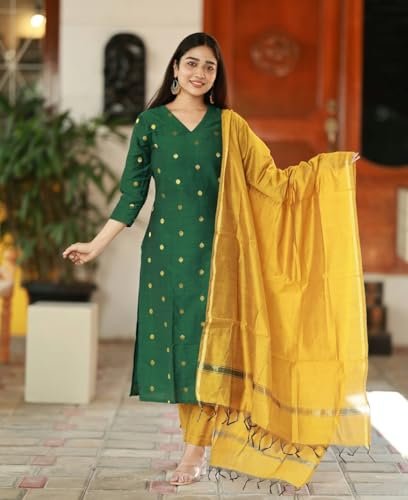 Printed Kurta for Women | Kurti Set Woman | Kurta with Pant & Dupatta | Straight Ethnic Suit | Indian Outfit Ladies Dress Stylish Traditional Clothing Party Office - Image 3