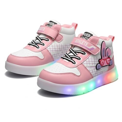 Kids Unisex LED Light Sneakers, High Top Athletic Shoes with Lights Comfortable Fashion Shoes for 12 Montjhs to 8 Years of Baby Boys and Girls