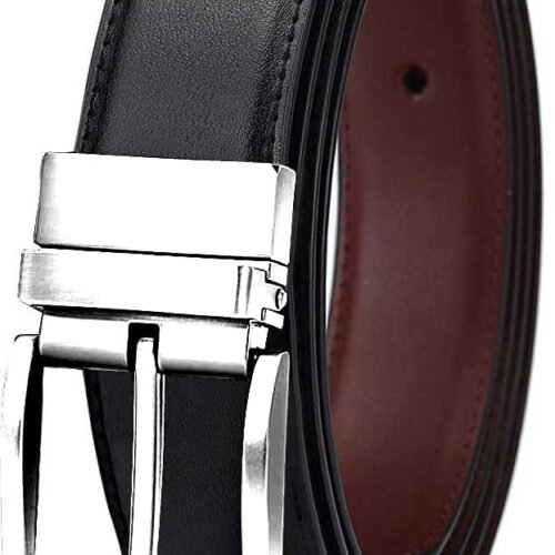 Men's Vegan Leather Reversible Black and Brown Belt | Formal/Casual | Rotating Buckle | RSTX-04