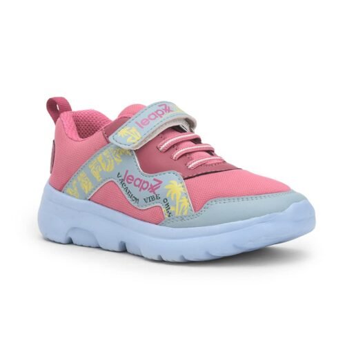 LEAP7X Pink & Royal Blue Sports Shoes for Kids - Padded Sports Wear