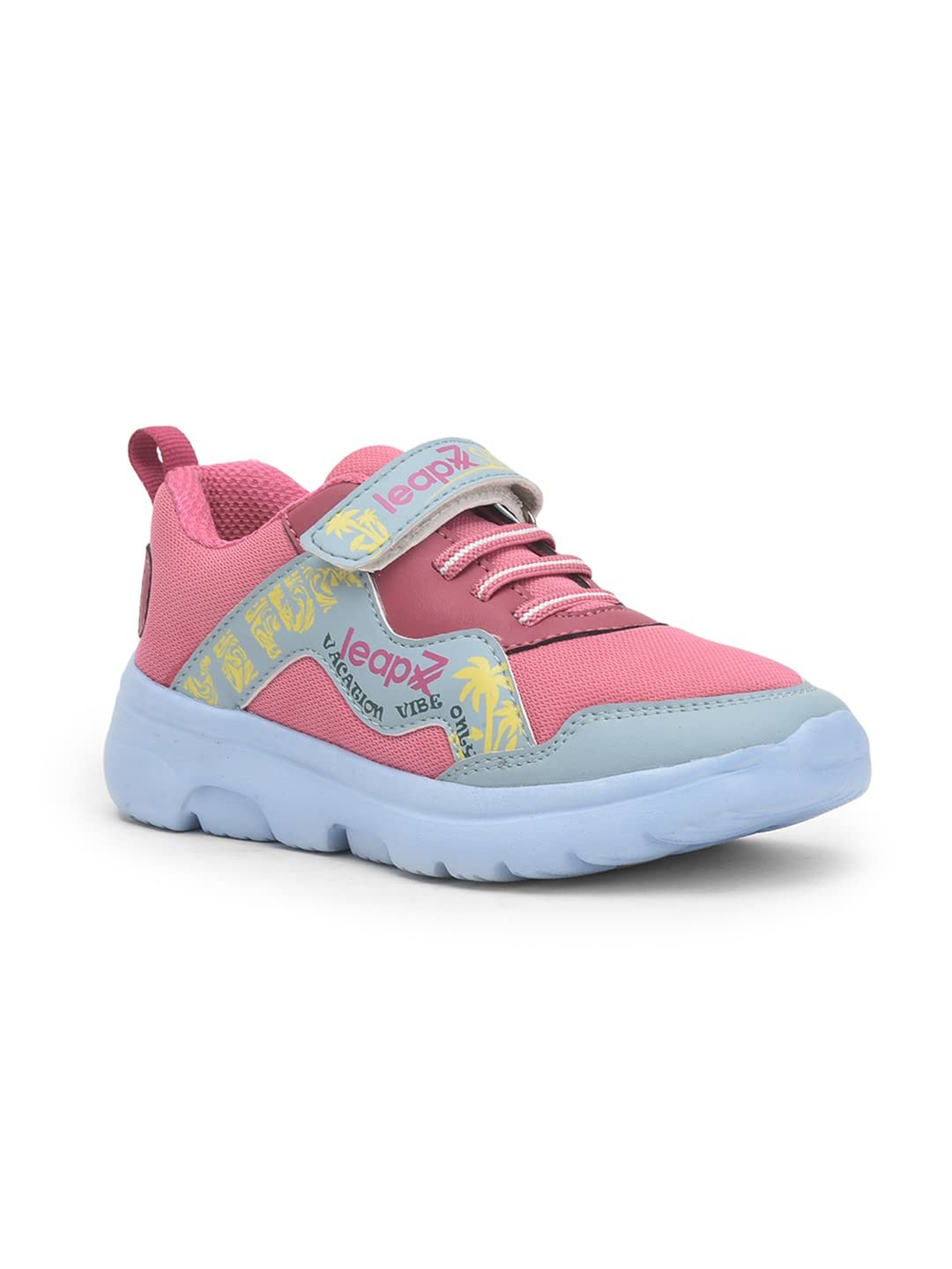 LEAP7X Pink & Royal Blue Sports Shoes for Kids - Padded Sports Wear