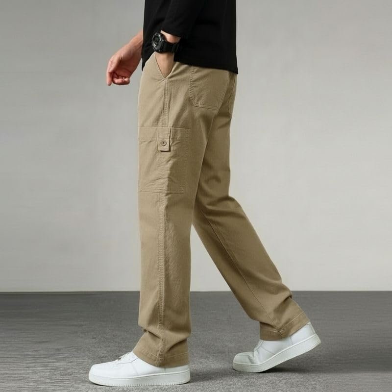 Cargo for Men | Cotton Cargo Pant | Lower for man | Elastic Drawstring Waist Straight Fit Bottoms | Comfortable Breathable Cargos for Casual, Office Wear - Image 6