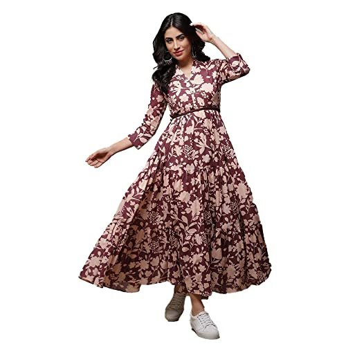 Women Casual Dress Maxi Cotton Tiered Printed Dress