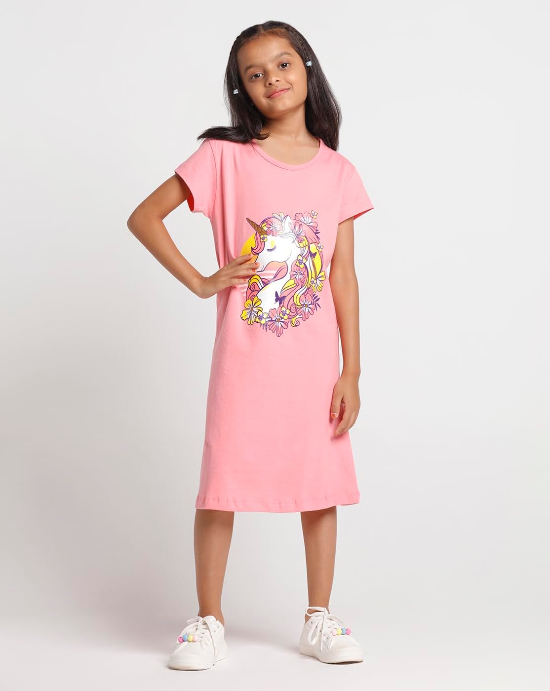 T2F Girls Cotton Printed Regular Fit Knee Length Nightgown (Pack of 3) - Image 5