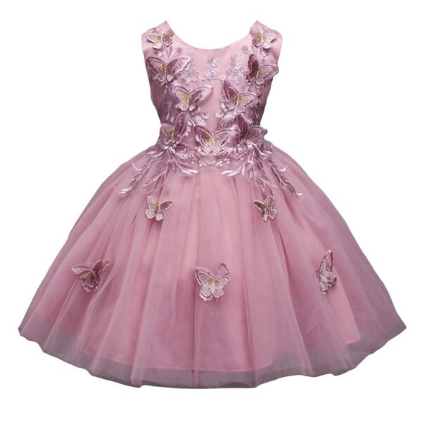 Sleeveless Applique Floral Party Dress in Pink Color (10 Pics)