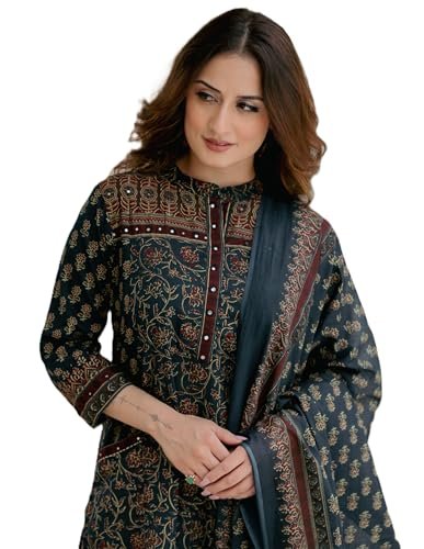 Women’s Cotton Printed Kurta Set with Palazzo Pants and Dupatta | Ethnic Straight Kurta