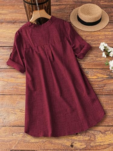 TADKEE Women's Linen Blend Solid Regular Fit Tunic Top (20 Pics) - Image 4