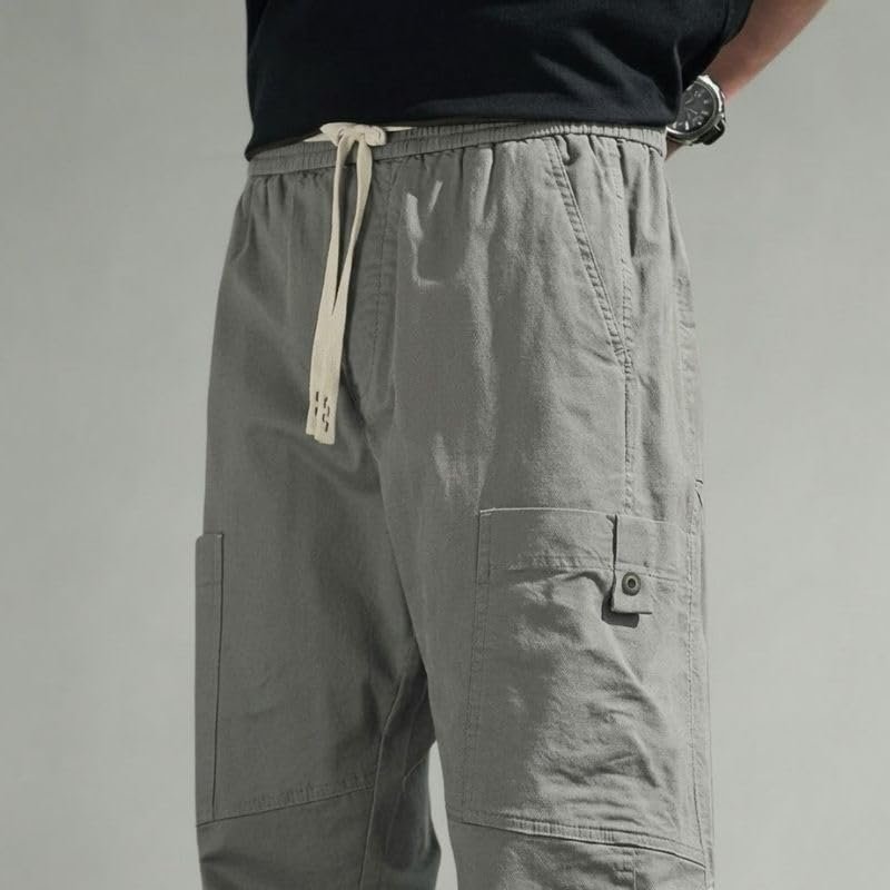 Cargo for Men | Cotton Cargo Pant | Lower for man | Elastic Drawstring Waist Straight Fit Bottoms | Comfortable Breathable Cargos for Casual, Office Wear - Image 5