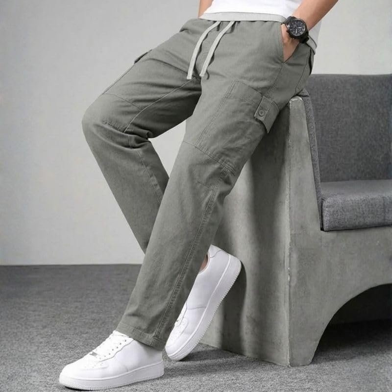Cargo for Men | Cotton Cargo Pant | Lower for man | Elastic Drawstring Waist Straight Fit Bottoms | Comfortable Breathable Cargos for Casual, Office Wear - Image 6