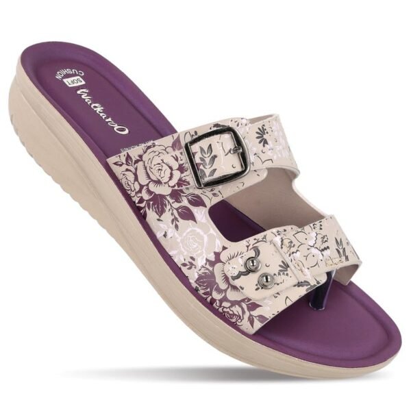 Slip-on Sandals for Women|Lightweight PU Wedge Sole, Comfortable Sandal|Walking, Shopping, Travel, Casual Wear Sandal-WLR74019-Plum