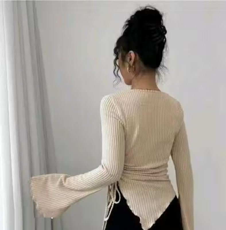 Ribbed Bell Sleeve | Round Neck Slim Fit (20 Pics) - Image 3