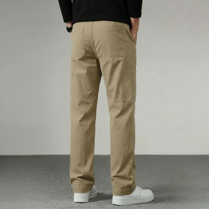 Cargo for Men | Cotton Cargo Pant | Lower for man | Elastic Drawstring Waist Straight Fit Bottoms | Comfortable Breathable Cargos for Casual, Office Wear - Image 3