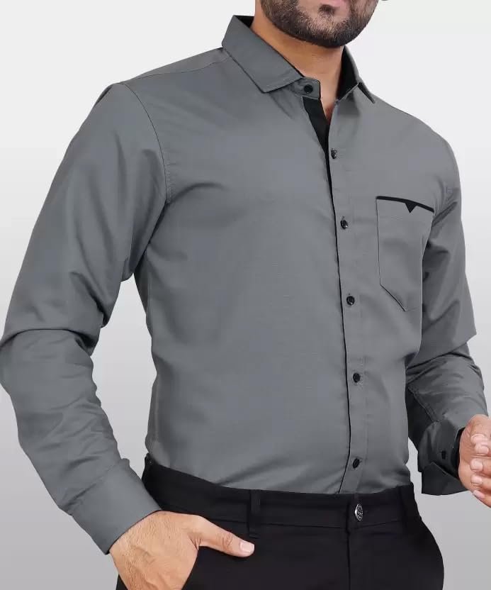 Men's Regular Fit Solid Soft Touch Cotton Casual Shirt with Pocket Design with Spread Collar & Full Sleeves (Available in Plus Size) - Image 4
