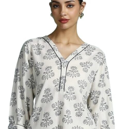 New Cotton Leaf Printed Casual Straight Kurta for Women | Women Formal Kurti