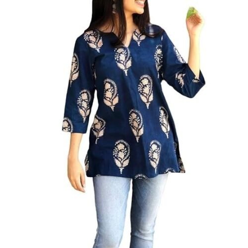 Women's Short Kurti in TOP Wine Rayon Cotton Blend | Ladies Ethnic Tunic | Office