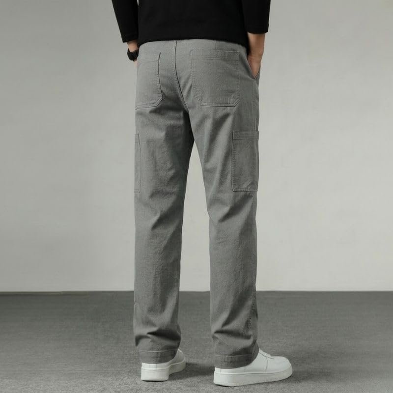 Cargo for Men | Cotton Cargo Pant | Lower for man | Elastic Drawstring Waist Straight Fit Bottoms | Comfortable Breathable Cargos for Casual, Office Wear - Image 3