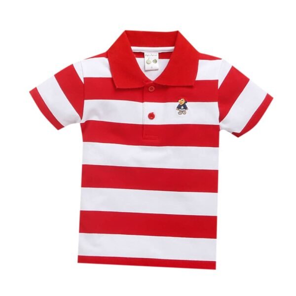 Boy's Cotton Regular Fit Stripe Print Polo T-Shirt