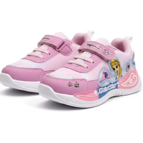 Girls Character Sneakers, Purple, Hook and Loop Closure, Comfortable Fashion Shoes for Kids