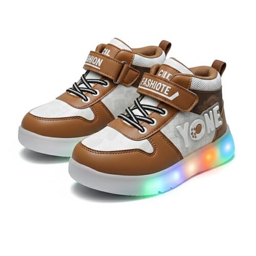 Kids Unisex LED Light Sneakers, High Top Athletic Shoes with Lights Comfortable Fashion Shoes for 12 Montjhs to 8 Years of Baby Boys and Girls
