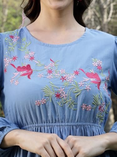 Stylum Women's Solid & Embroidered Cotton Tiered Dress - Image 4
