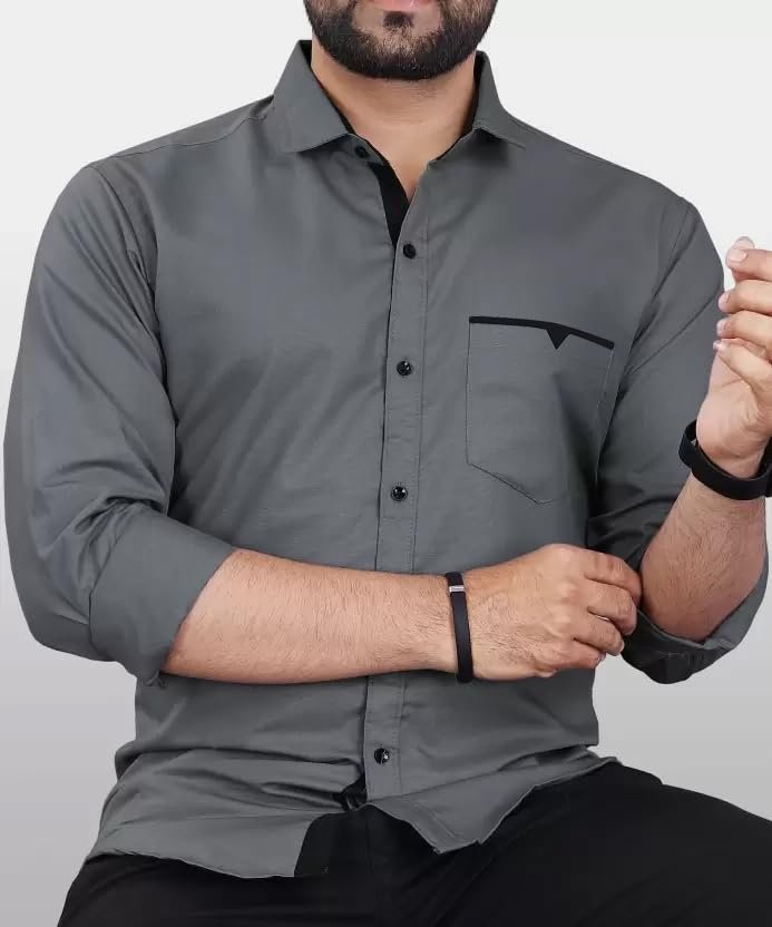 Men's Regular Fit Solid Soft Touch Cotton Casual Shirt with Pocket Design with Spread Collar & Full Sleeves (Available in Plus Size) - Image 5