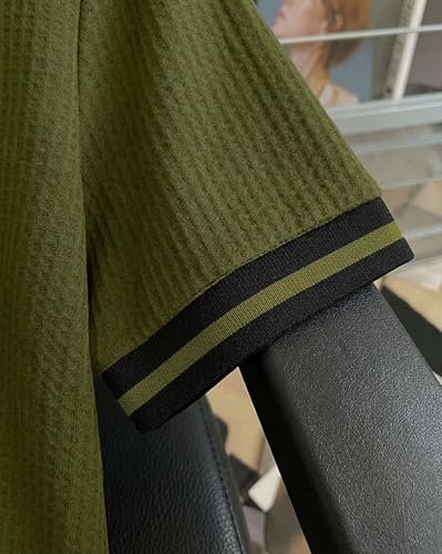 Men's Half Sleeve Regular Tshirt Striped Design Polo Neck T-Shirts - Image 5