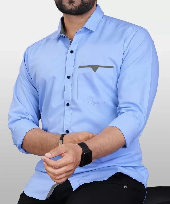 Men's Regular Fit Solid Soft Touch Cotton Casual Shirt with Pocket Design with Spread Collar & Full Sleeves (Available in Plus Size) - Image 5