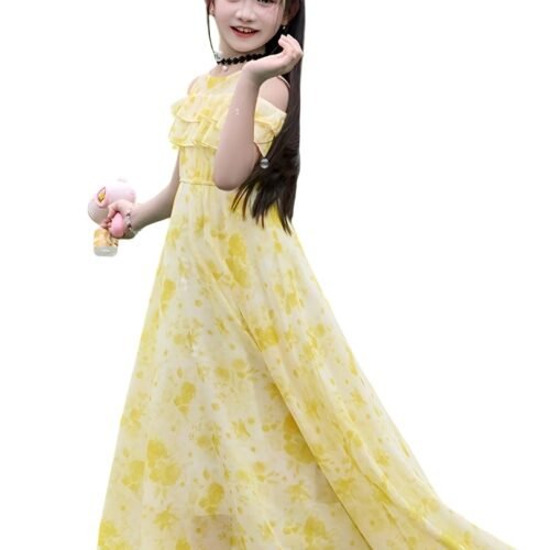 Elegant Pink Maxi Frock for Girls Stylish Georgette Dress for Kids 5 to 12 Years Ideal for Parties, Birthday Wear, and Western Dresses for Girls