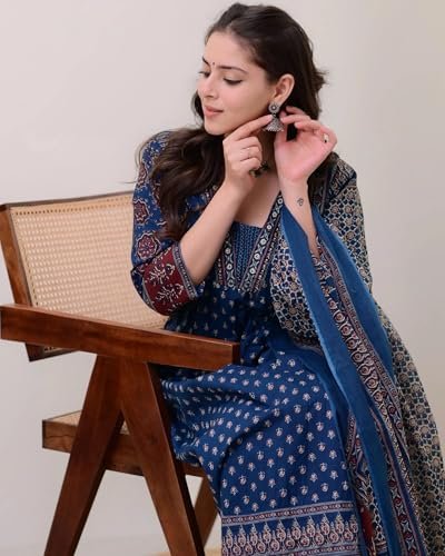 Women's Rayon Printed Anarkali Kurta and Pant with Dupatta Set - Image 5