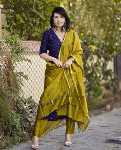 Printed Kurta for Women | Kurti Set Woman | Kurta with Pant & Dupatta | Straight Ethnic Suit | Indian Outfit Ladies Dress Stylish Traditional Clothing Party Office - Image 3