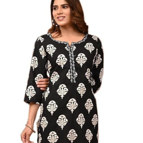 FIRSTRAIN Women Cotton Straight Printed Kurti | Soft Breathable Kurta for Office & Casual Use | | Trendy Festive & Regular Wear Cotton Kurti