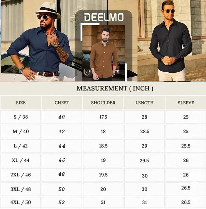 Men's Casual Button Down Shirts Long Sleeve Linen Shirt Fashion Textured Beach Summer Shirt - Image 6