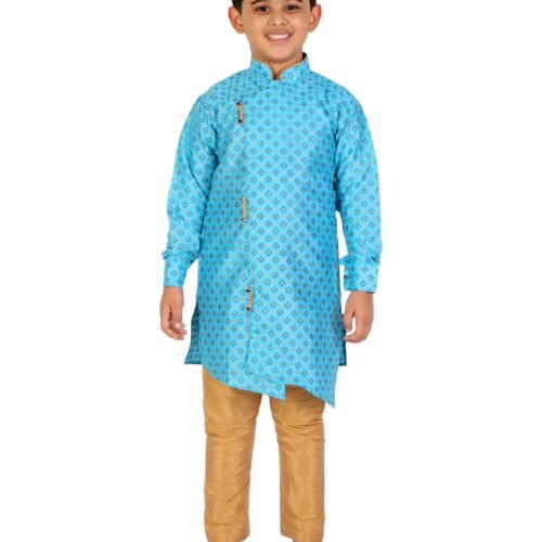 Style Developer Boy's Silk Printed Traditional Embellished Style Kurta Pajama Set