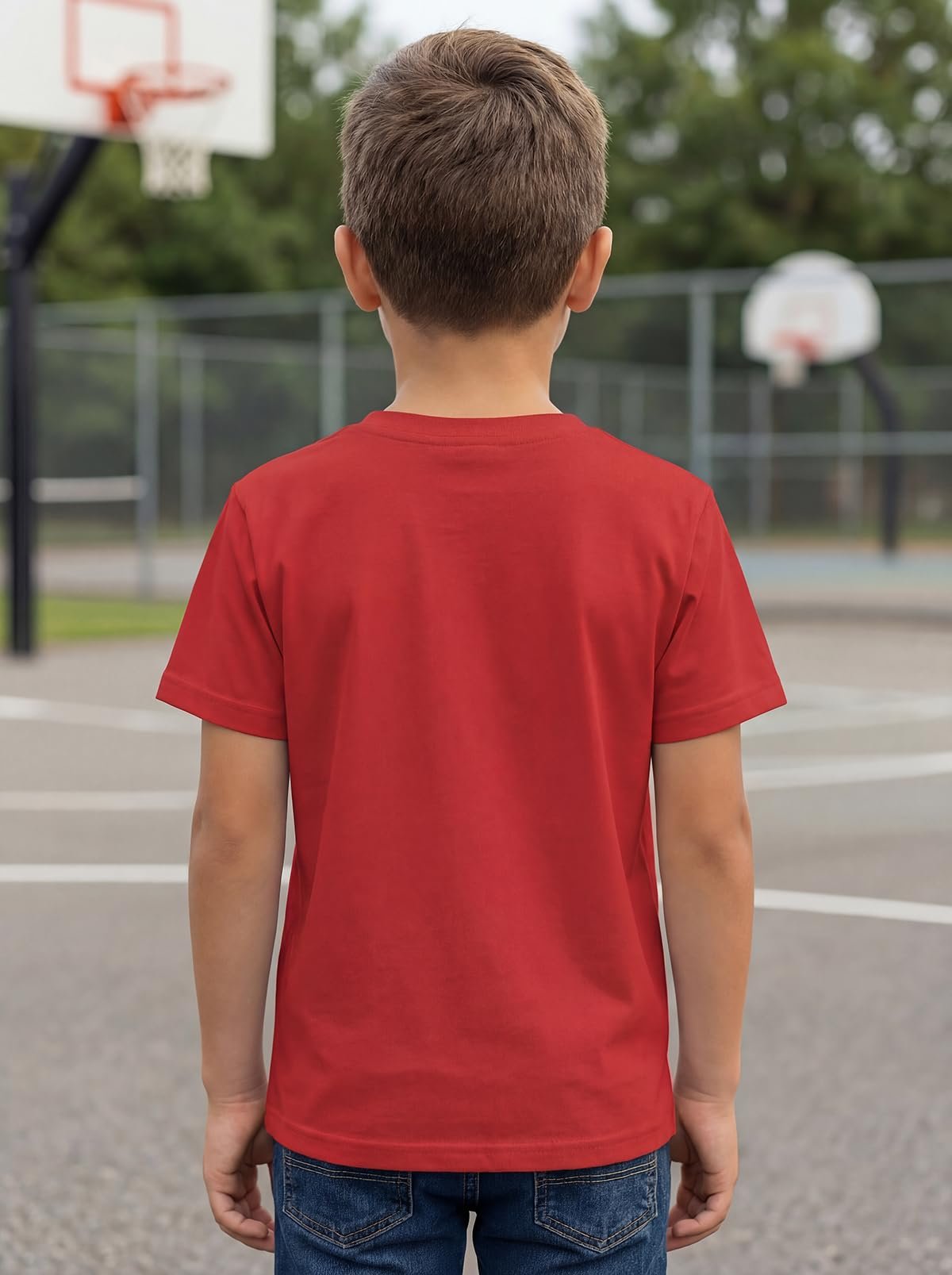 Boys Round Neck Printed Blended Cotton Tshirt -Combo Pack of 2 - Orange/Blue - Image 5