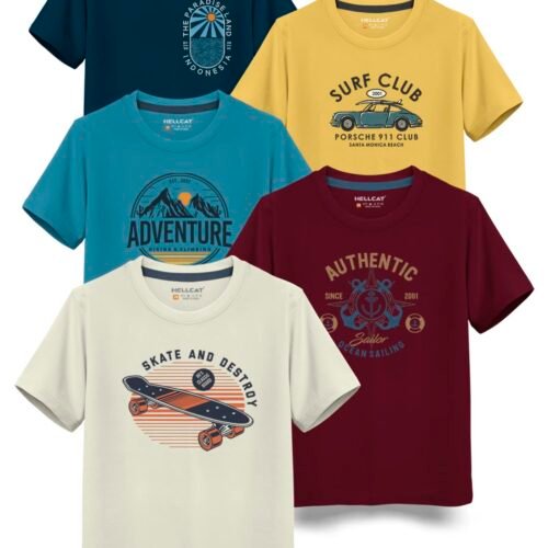 Trendy Typographic Printed Cotton Blend Half Sleeve T-Shirt for Boys - Pack of 3