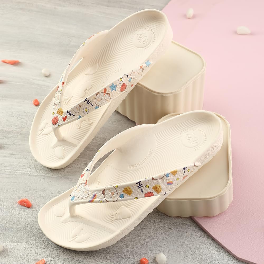 A-HA Beige Flip-Flops for Women - EVA Slip-On, Comfort - Image 3