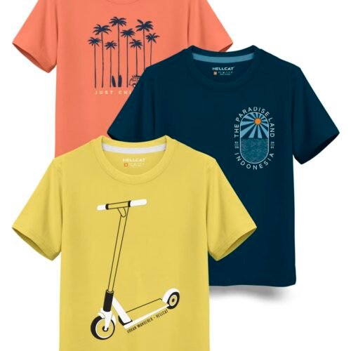 Trendy Typographic Printed Cotton Blend Half Sleeve T-Shirt for Boys - Pack of 3