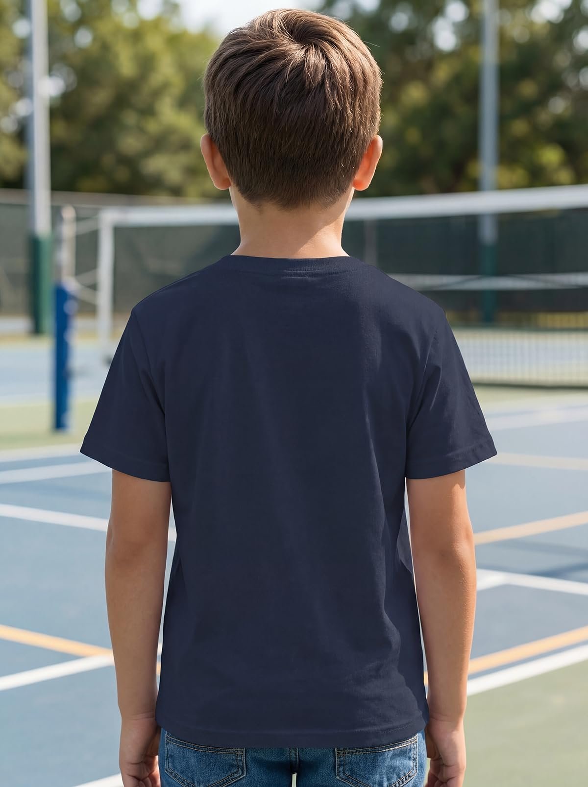 Boys Round Neck Printed Blended Cotton Tshirt -Combo Pack of 2 - Orange/Blue - Image 5